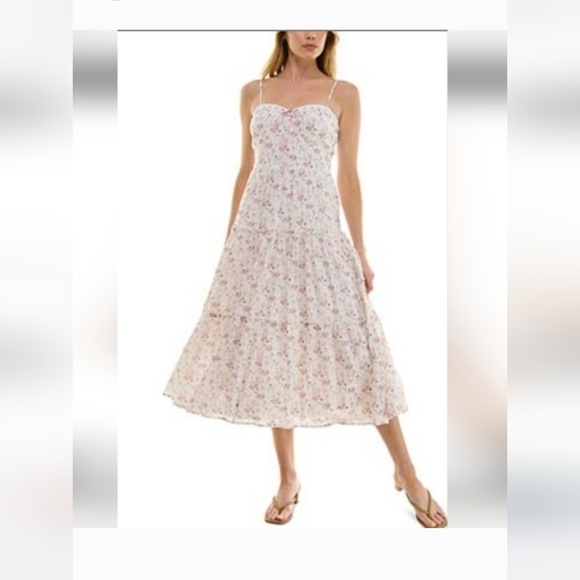row a Dresses & Skirts - Blue Chic Floral Spaghetti Strap Midi Dress
